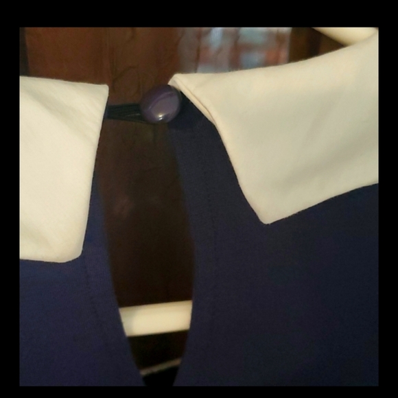 Venus Navy Blue Cuffed Sleeves Dress, Women's sz 10, small flare skirt ๐ ๐ค - Picture 10 of 12